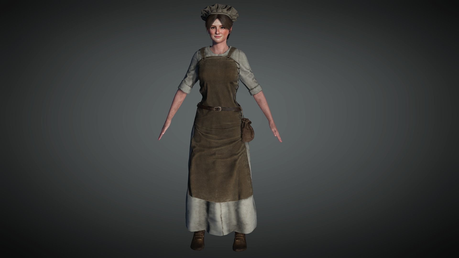 AAA Medieval Female Character 01 Low-poly 3D model_8