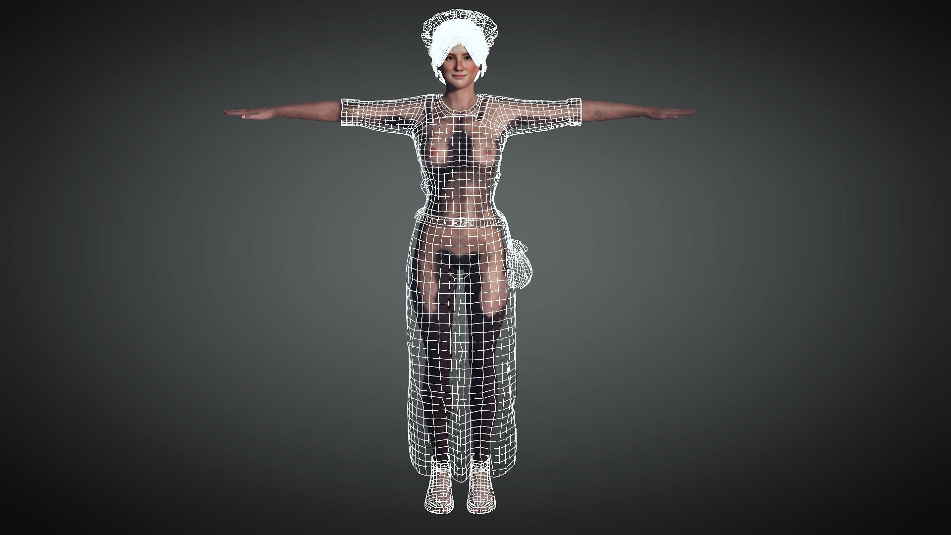 AAA Medieval Female Character 01 Low-poly 3D model_19