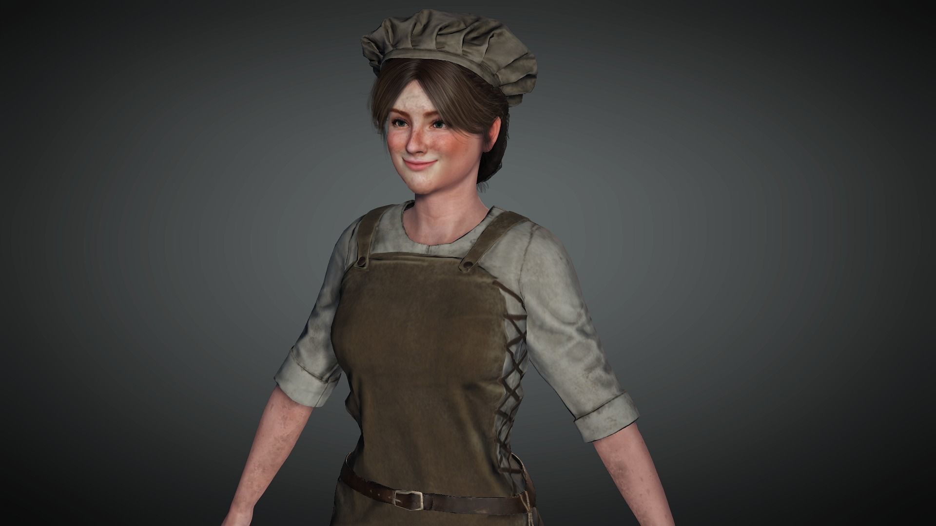 AAA Medieval Female Character 01 Low-poly 3D model_11