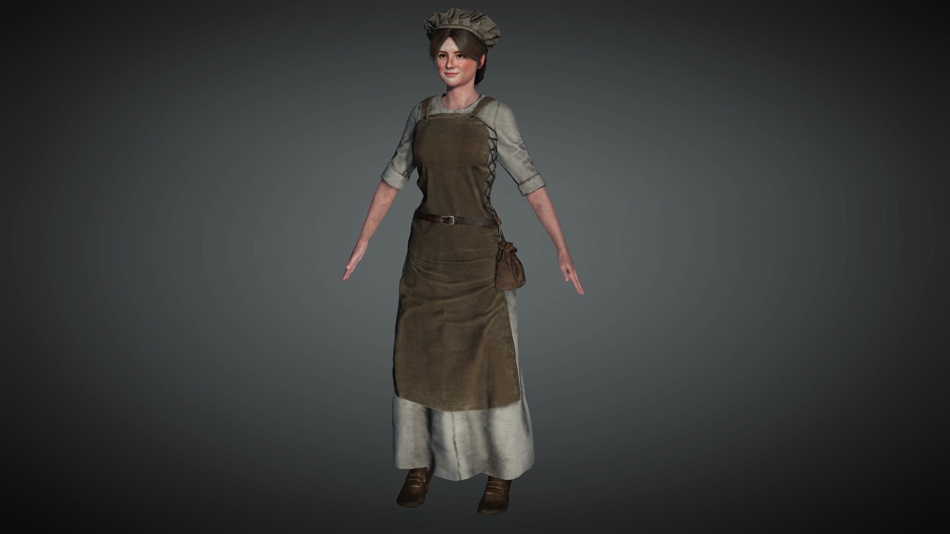 AAA Medieval Female Character 01 Low-poly 3D model_1