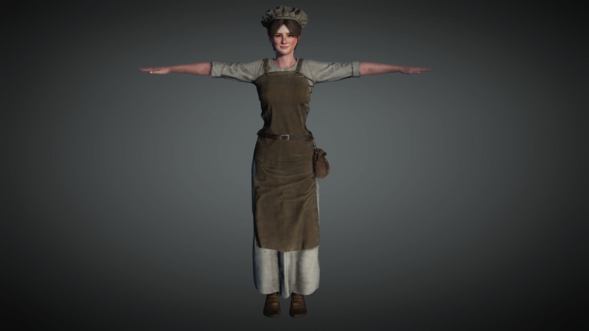 AAA Medieval Female Character 01 Low-poly 3D model_17