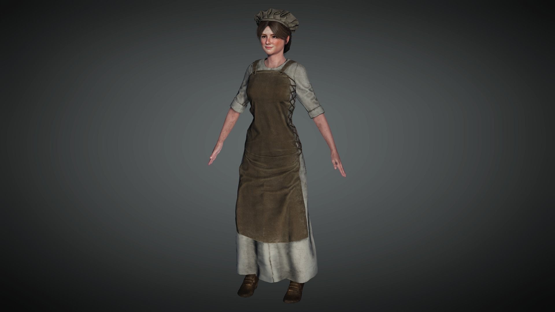 AAA Medieval Female Character 01 Low-poly 3D model_2