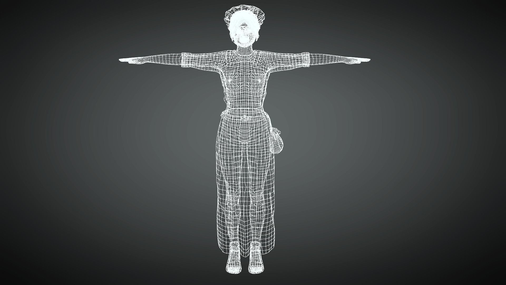 AAA Medieval Female Character 01 Low-poly 3D model_20