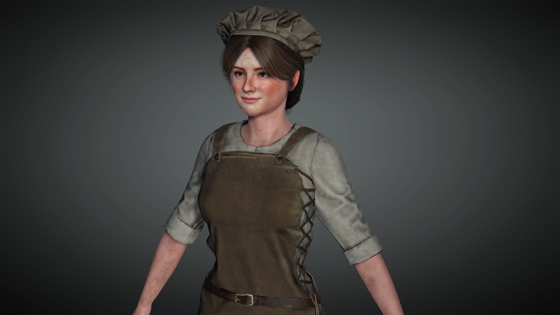 AAA Medieval Female Character 01 Low-poly 3D model_10