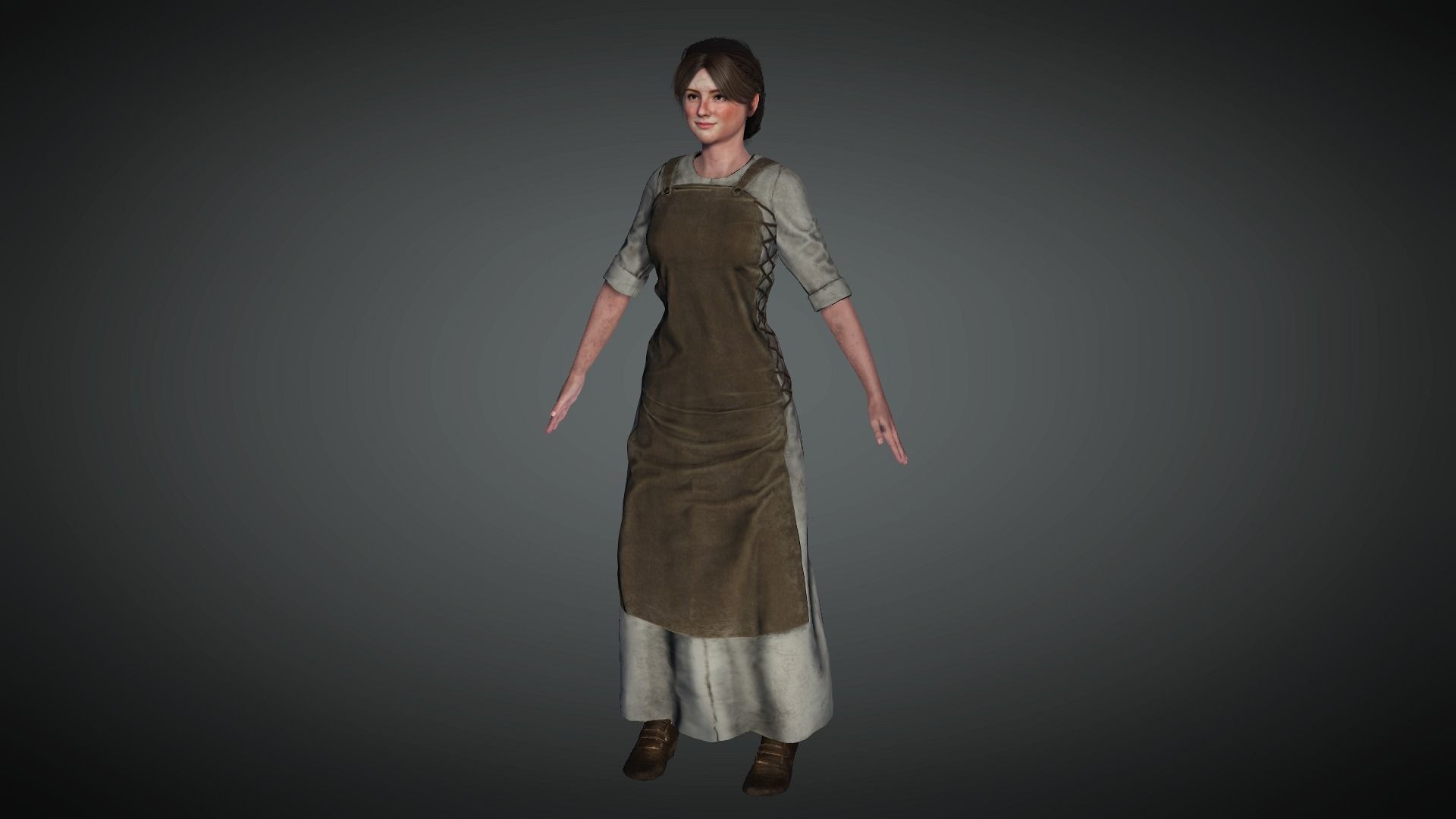 AAA Medieval Female Character 01 Low-poly 3D model_3