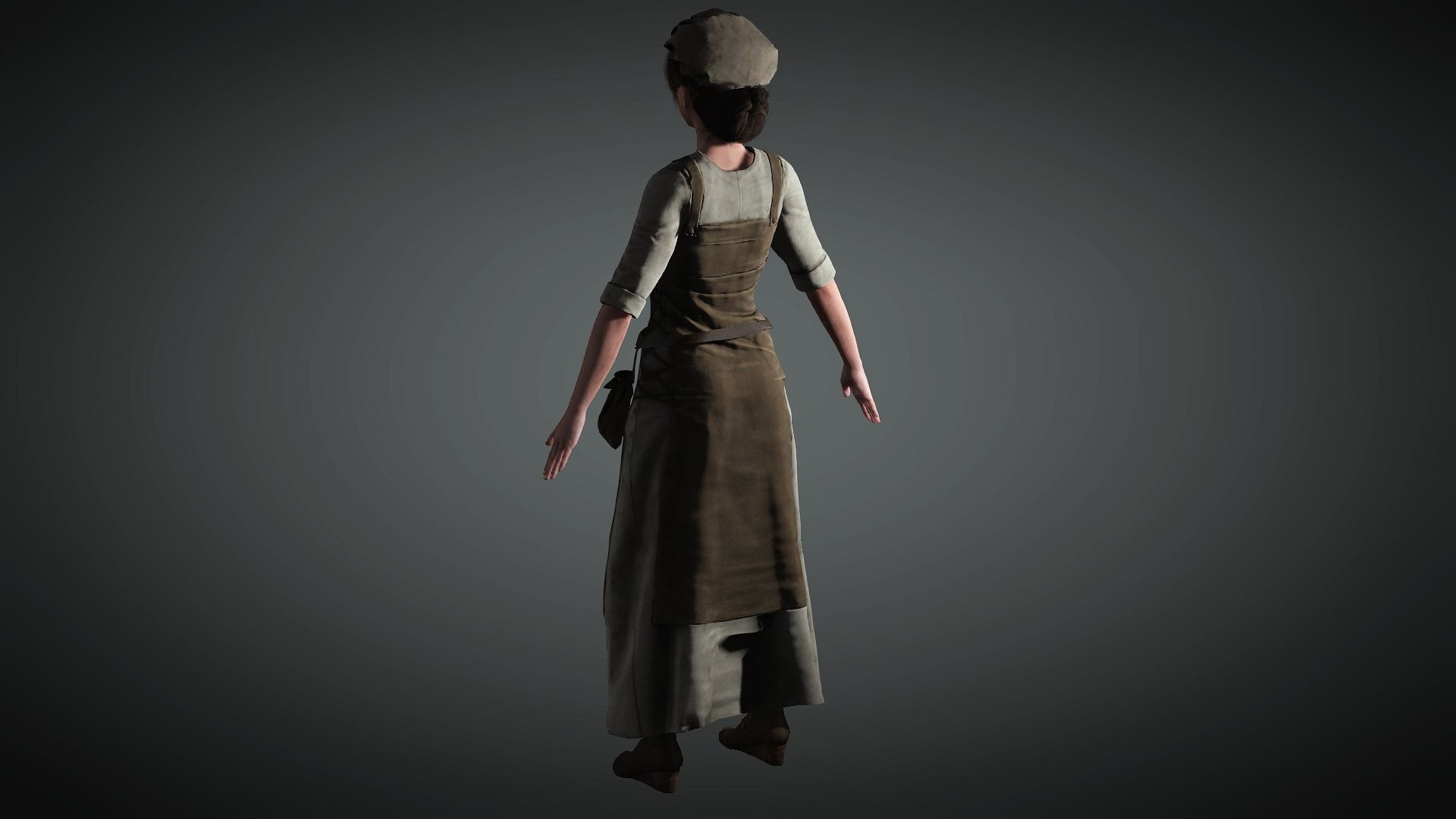 AAA Medieval Female Character 01 Low-poly 3D model_6