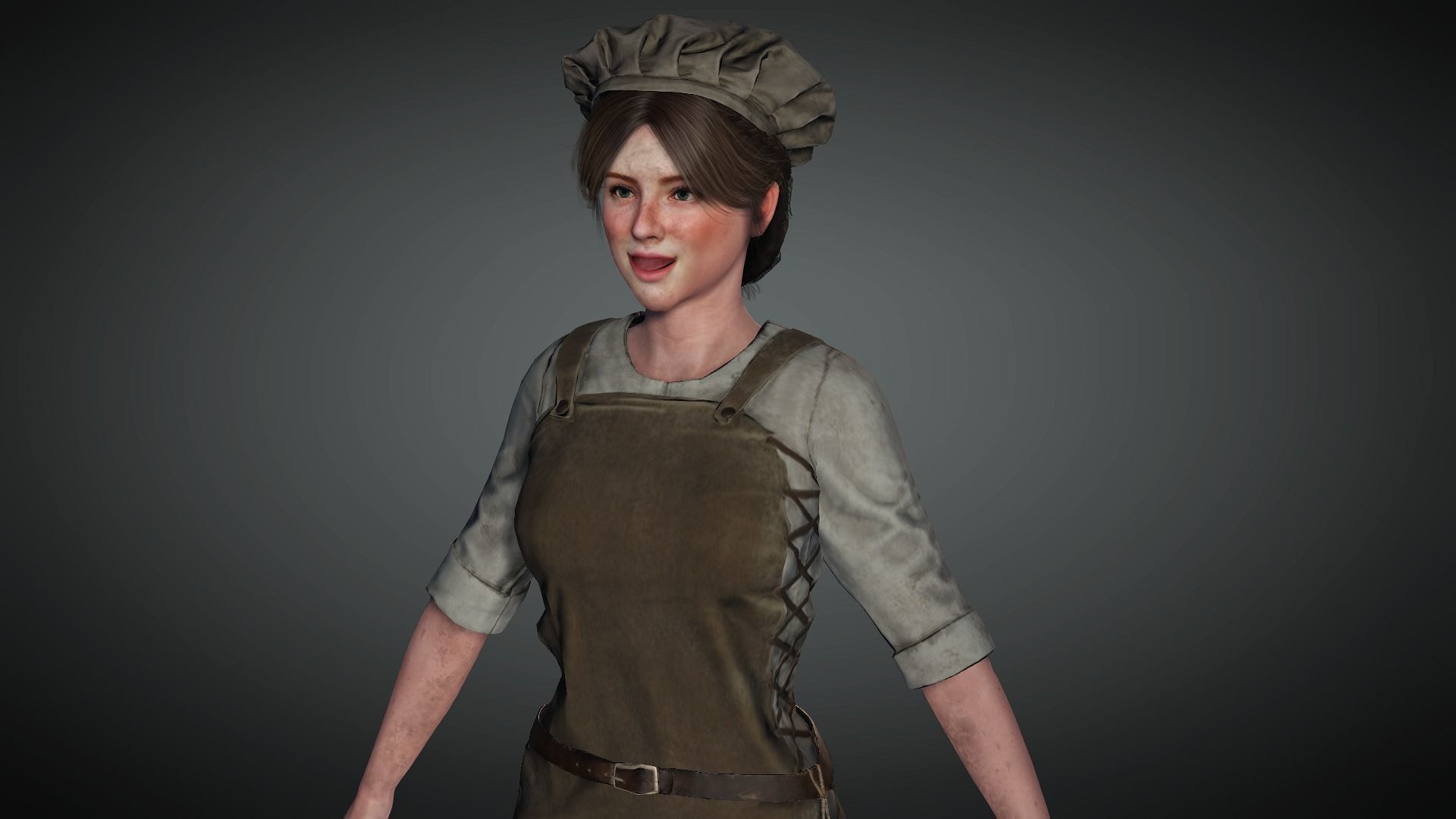 AAA Medieval Female Character 01 Low-poly 3D model_16