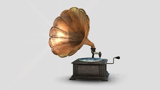 GRAMMER PHONE OLD playing music Retro music 3D Low-poly Low-poly 3D model