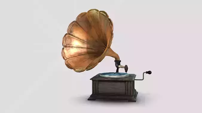 GRAMMER PHONE OLD playing music Retro music 3D Low-poly