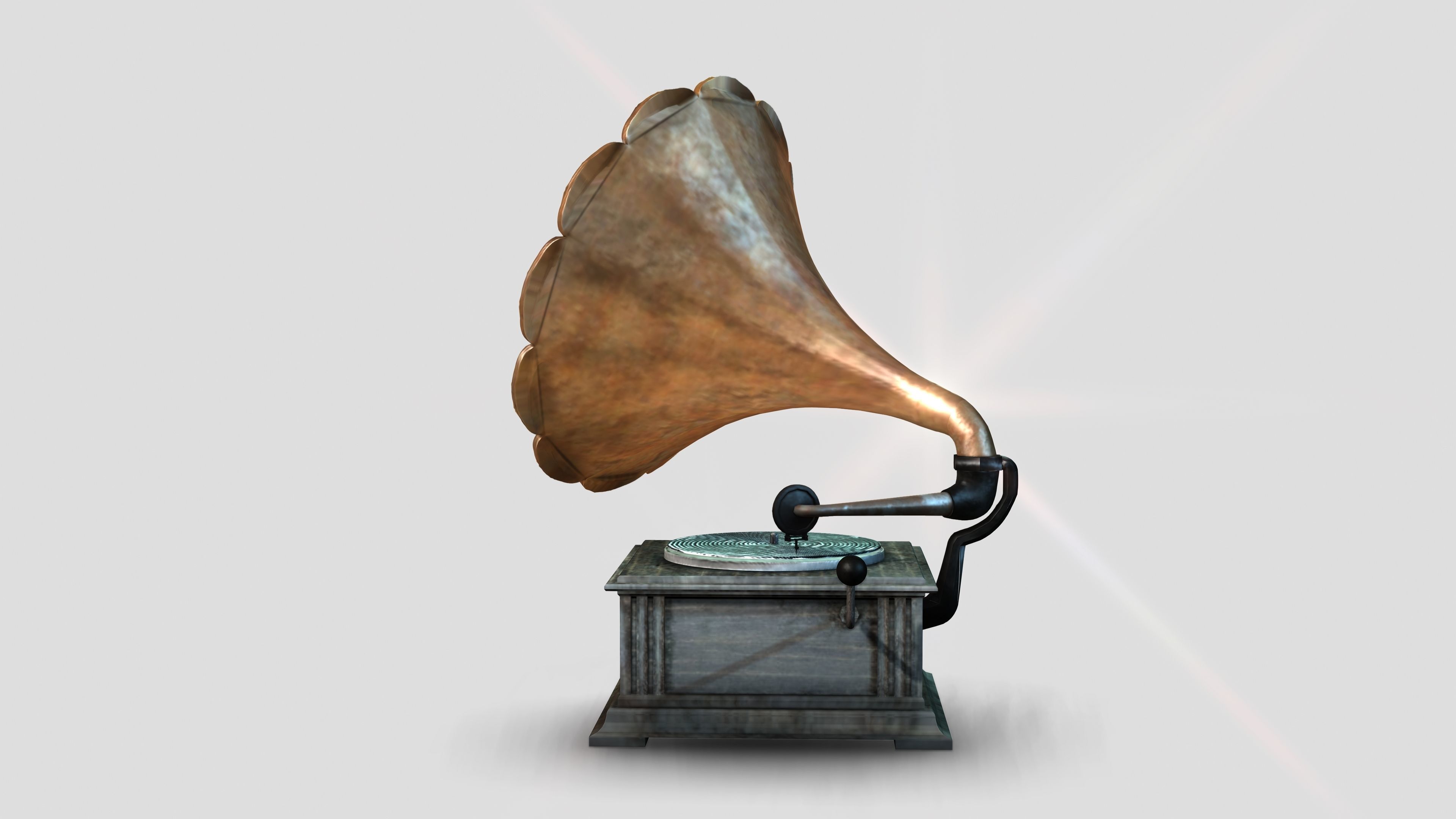 GRAMMER PHONE OLD playing music Retro music 3D Low-poly Low-poly 3D model_2