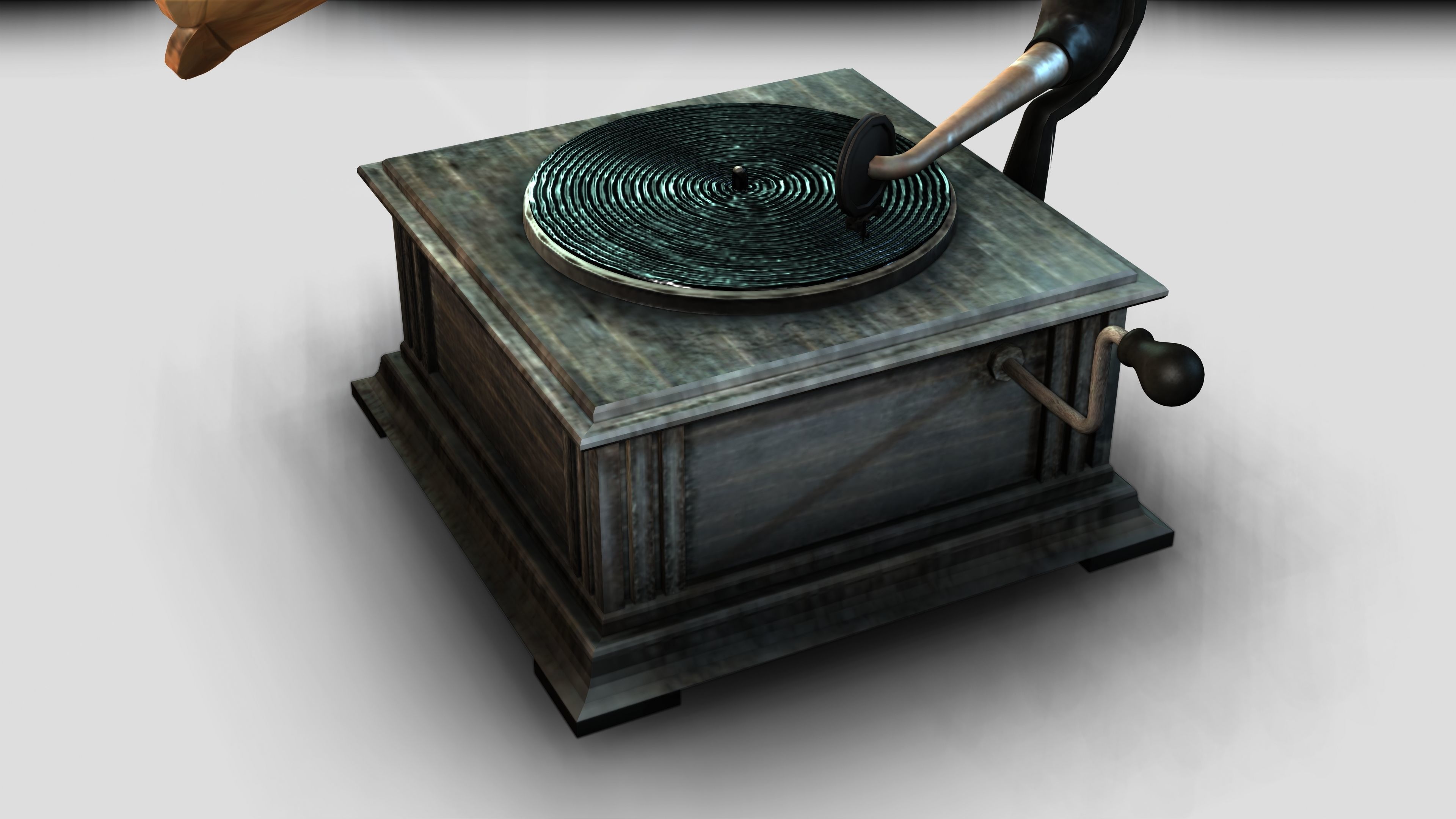 GRAMMER PHONE OLD playing music Retro music 3D Low-poly Low-poly 3D model_6