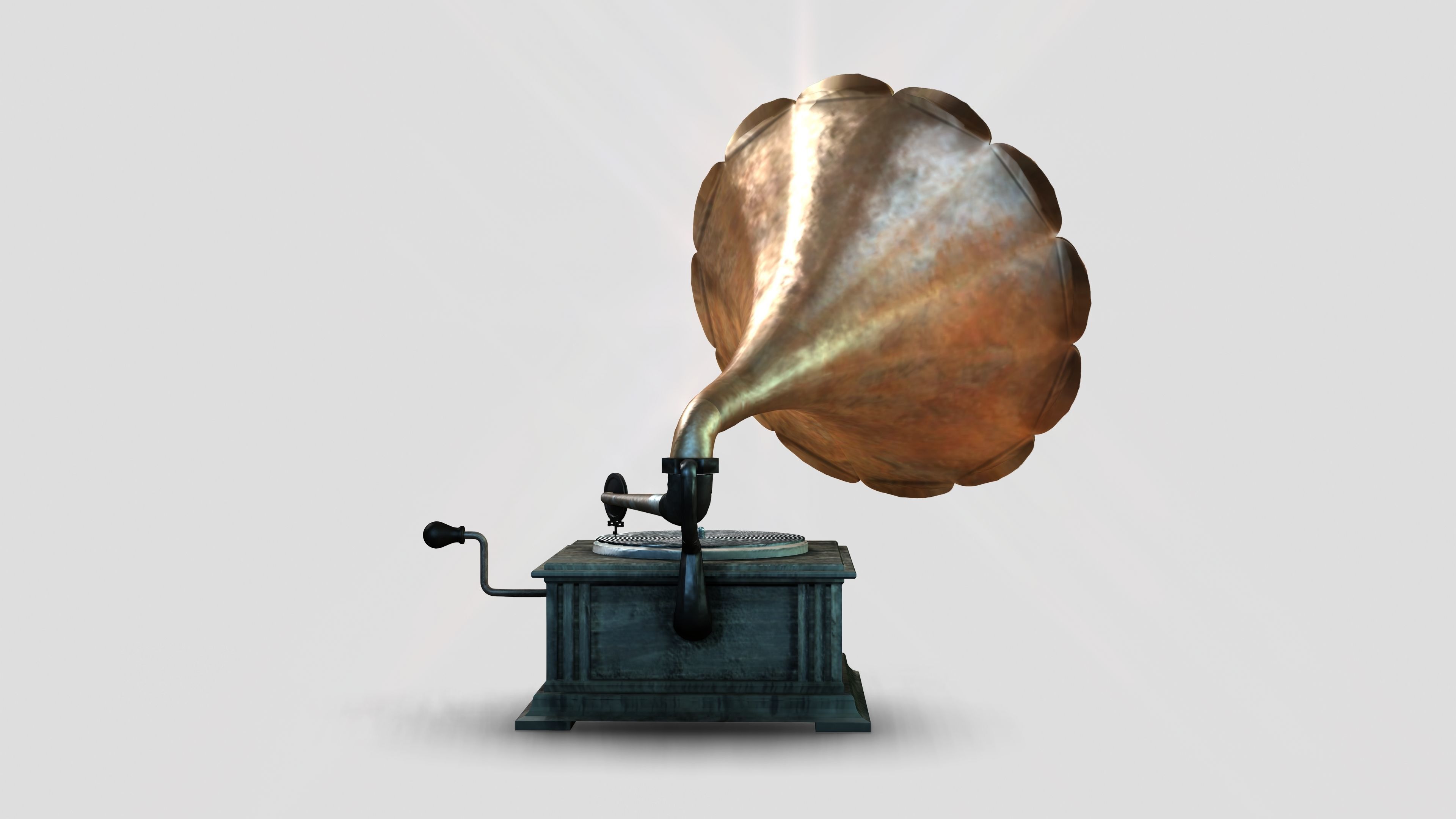 GRAMMER PHONE OLD playing music Retro music 3D Low-poly Low-poly 3D model_4