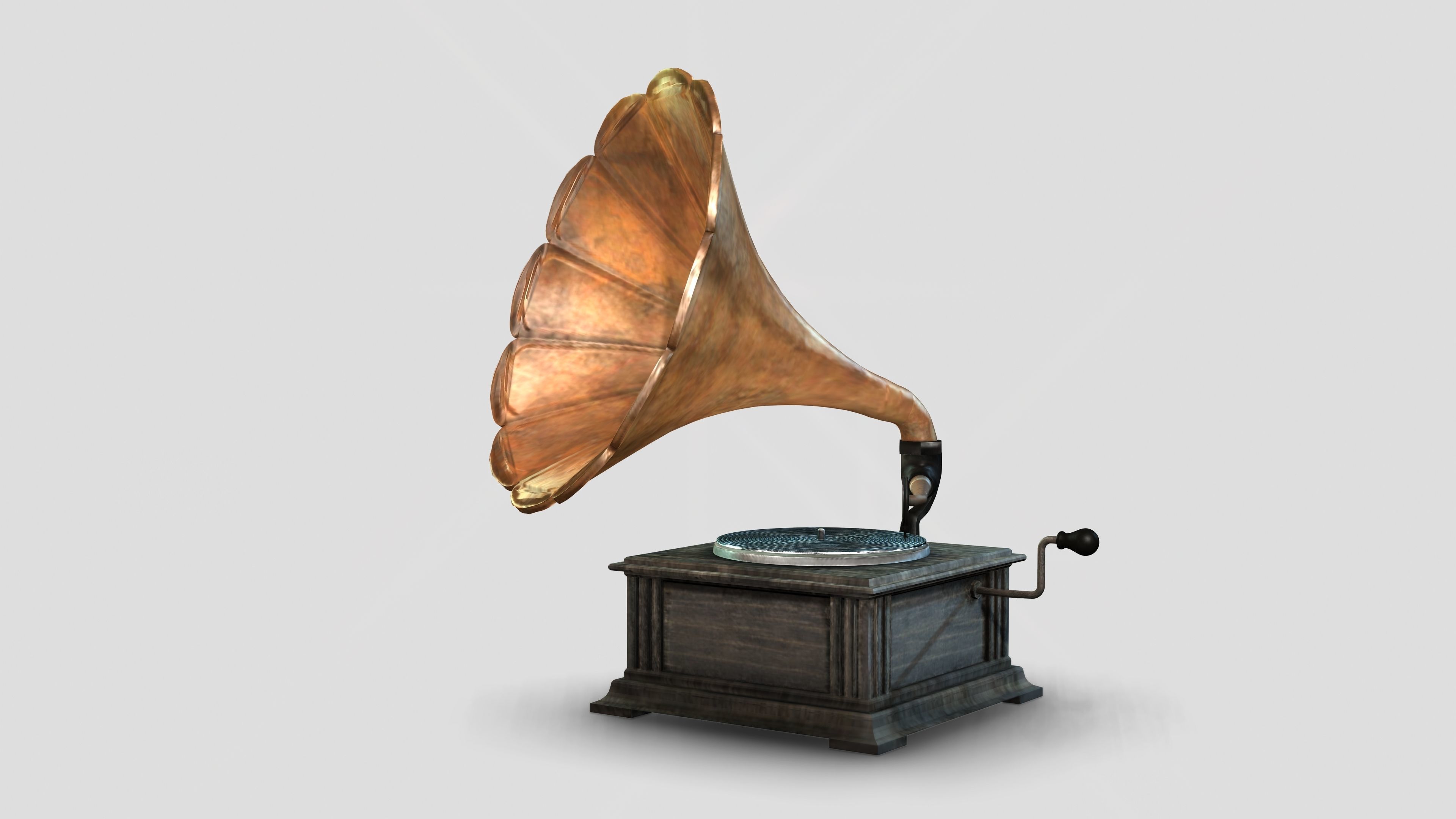 GRAMMER PHONE OLD playing music Retro music 3D Low-poly Low-poly 3D model_1