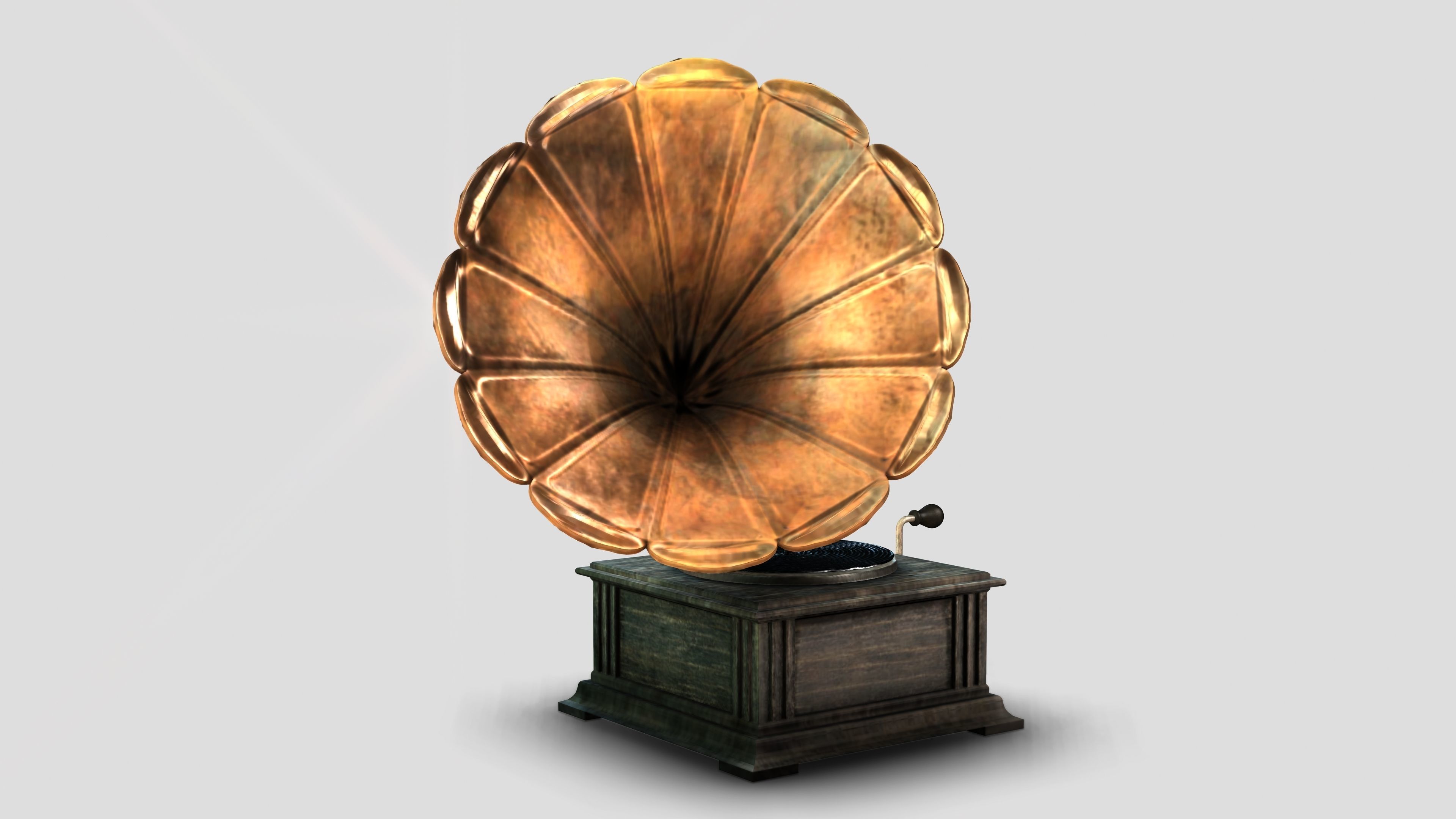 GRAMMER PHONE OLD playing music Retro music 3D Low-poly Low-poly 3D model_7