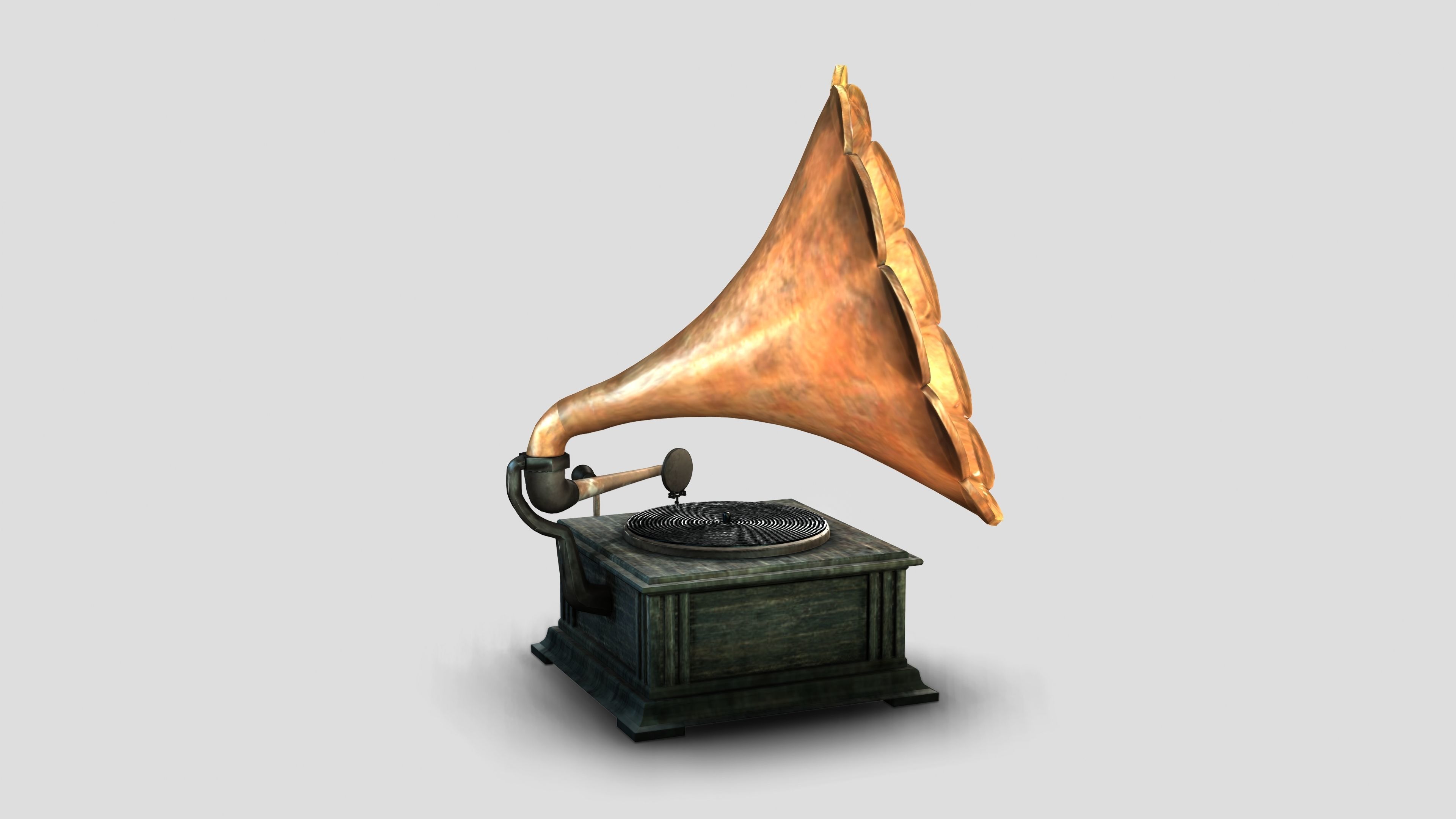 GRAMMER PHONE OLD playing music Retro music 3D Low-poly Low-poly 3D model_5