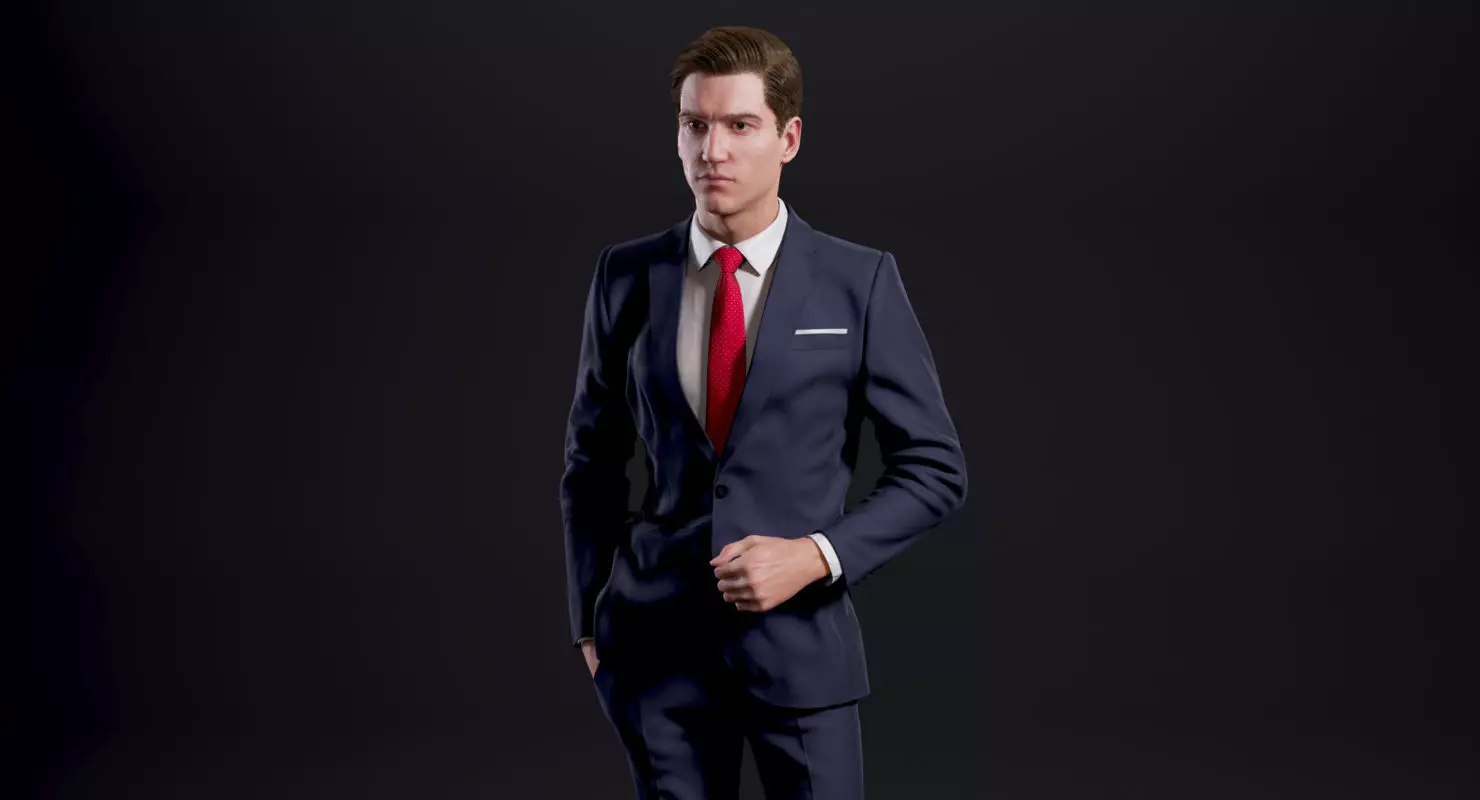 hombre man in suit Low-poly 3D model_0
