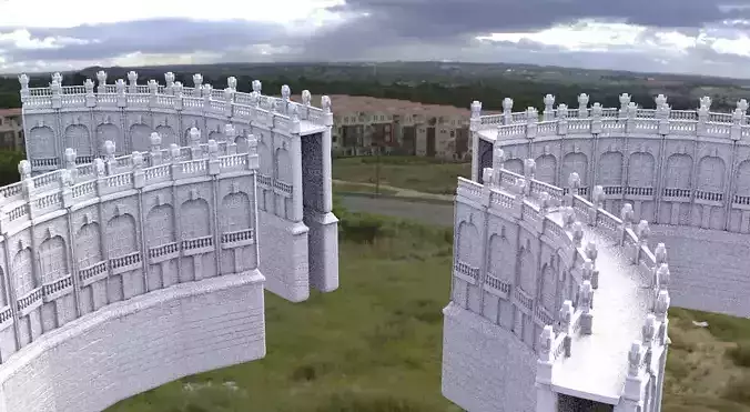 Curved bridge baroque architecture pieces