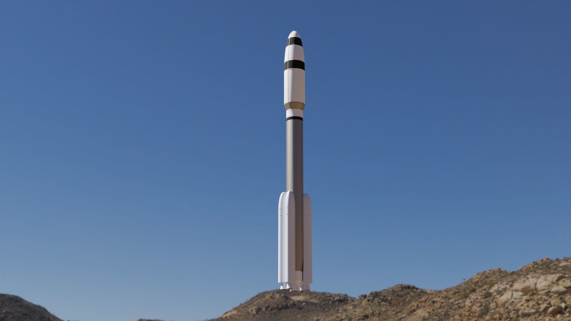 Missile rocket in sky Low-poly 3D model_5