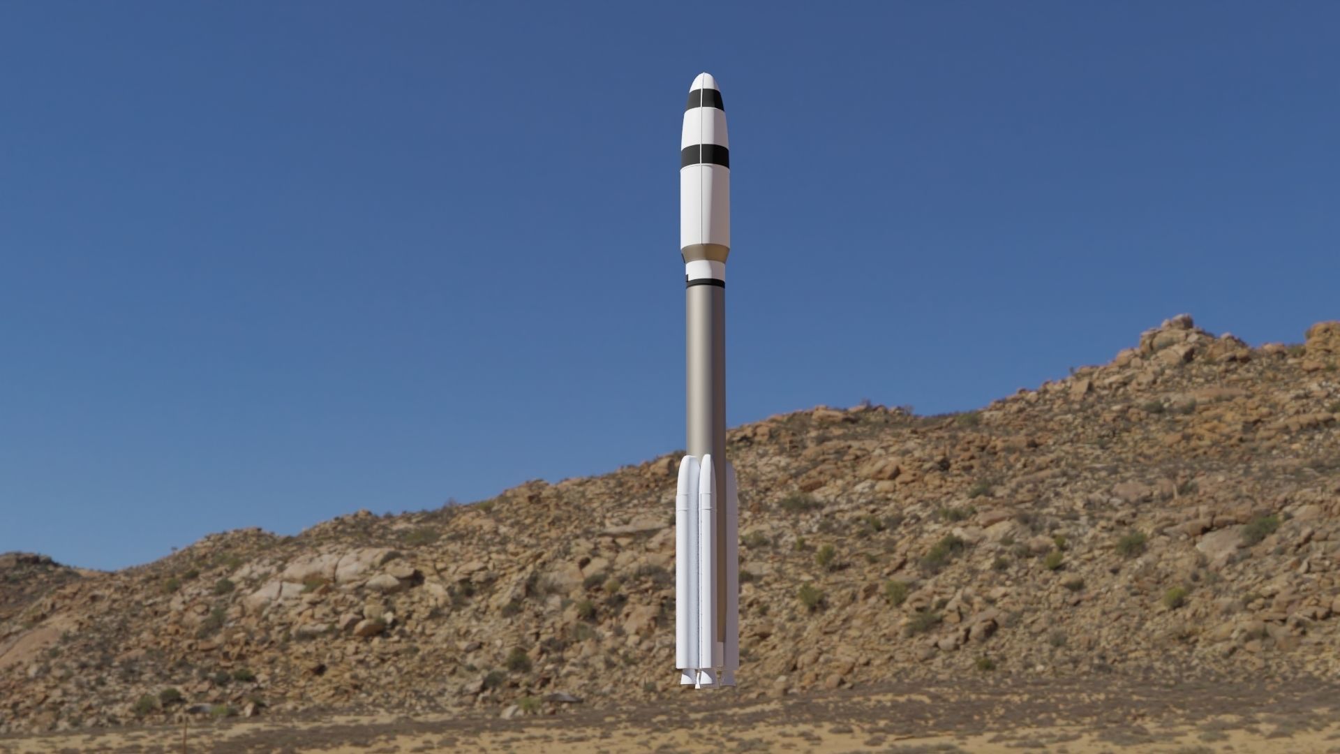 Missile rocket in sky Low-poly 3D model_8