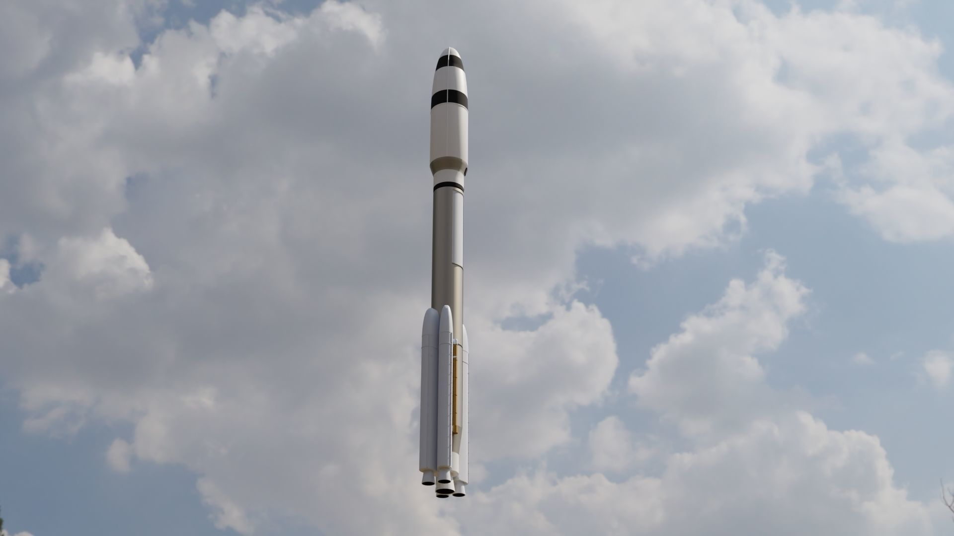 Missile rocket in sky Low-poly 3D model_10