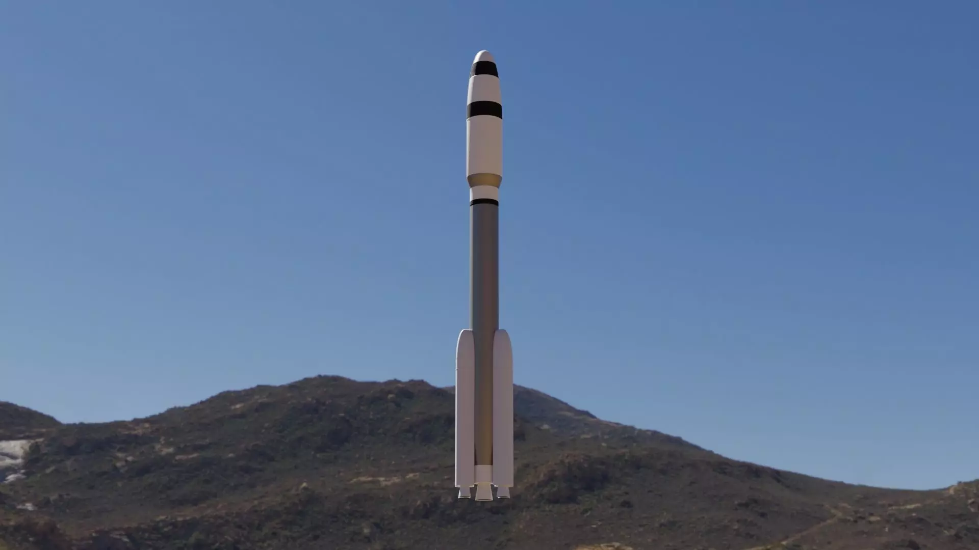 Missile rocket in sky Low-poly 3D model_0