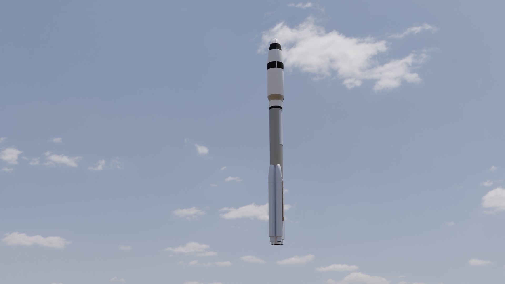 Missile rocket in sky Low-poly 3D model_1
