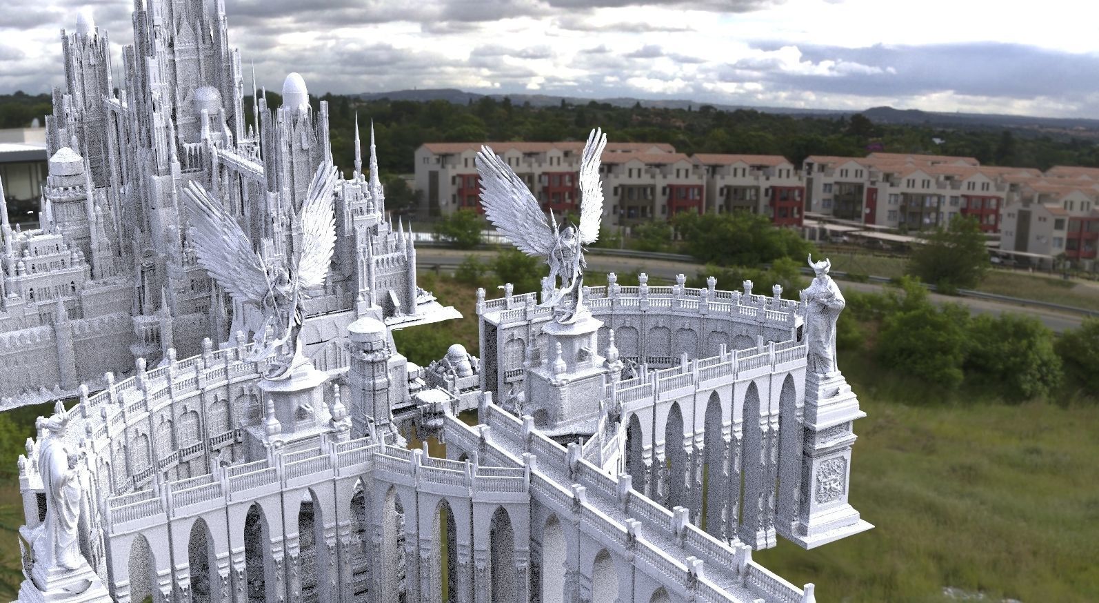 Final Fantasy City  High fantasy City ocean 3D model_2