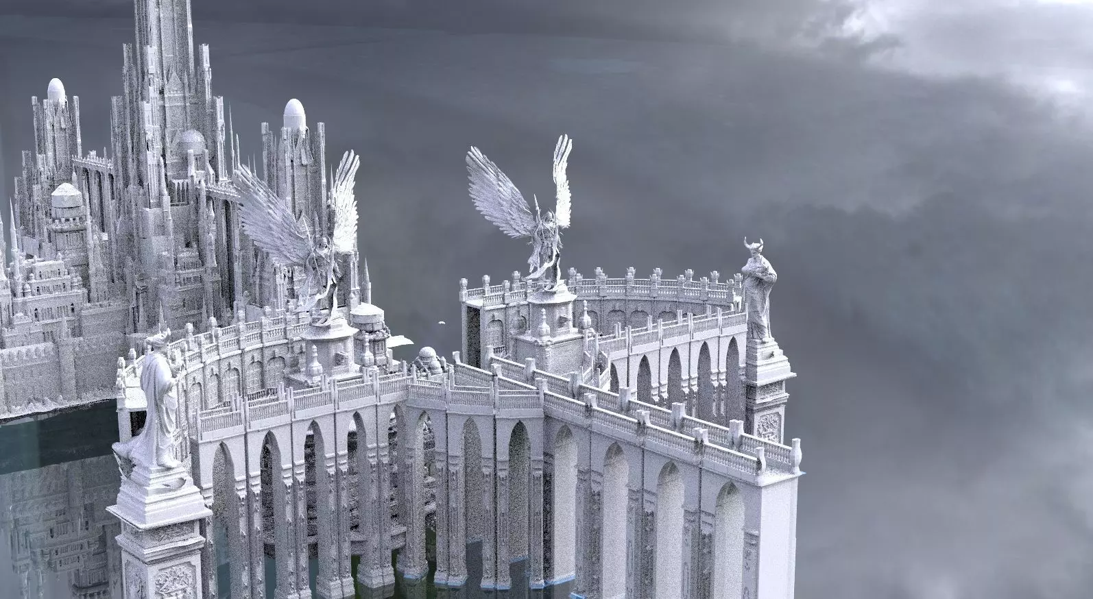 Final Fantasy City  High fantasy City ocean 3D model_0