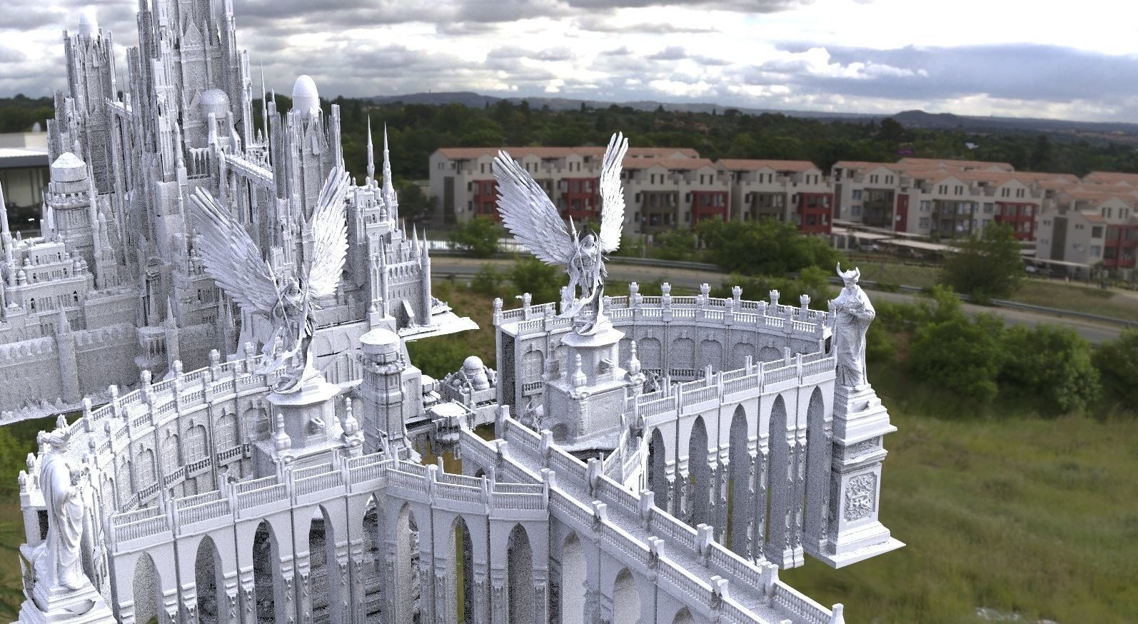 Final Fantasy City  High fantasy City ocean 3D model_3