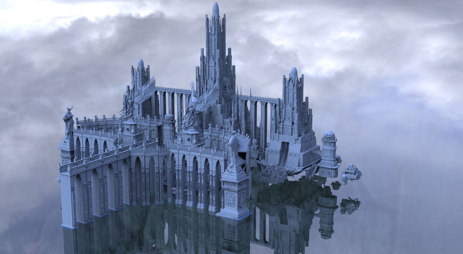 Final Fantasy High fantasy City 2 ocean 3D 3D model_2