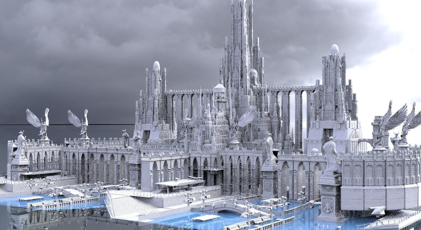 Final Fantasy High fantasy City ocean 3 3D model_7