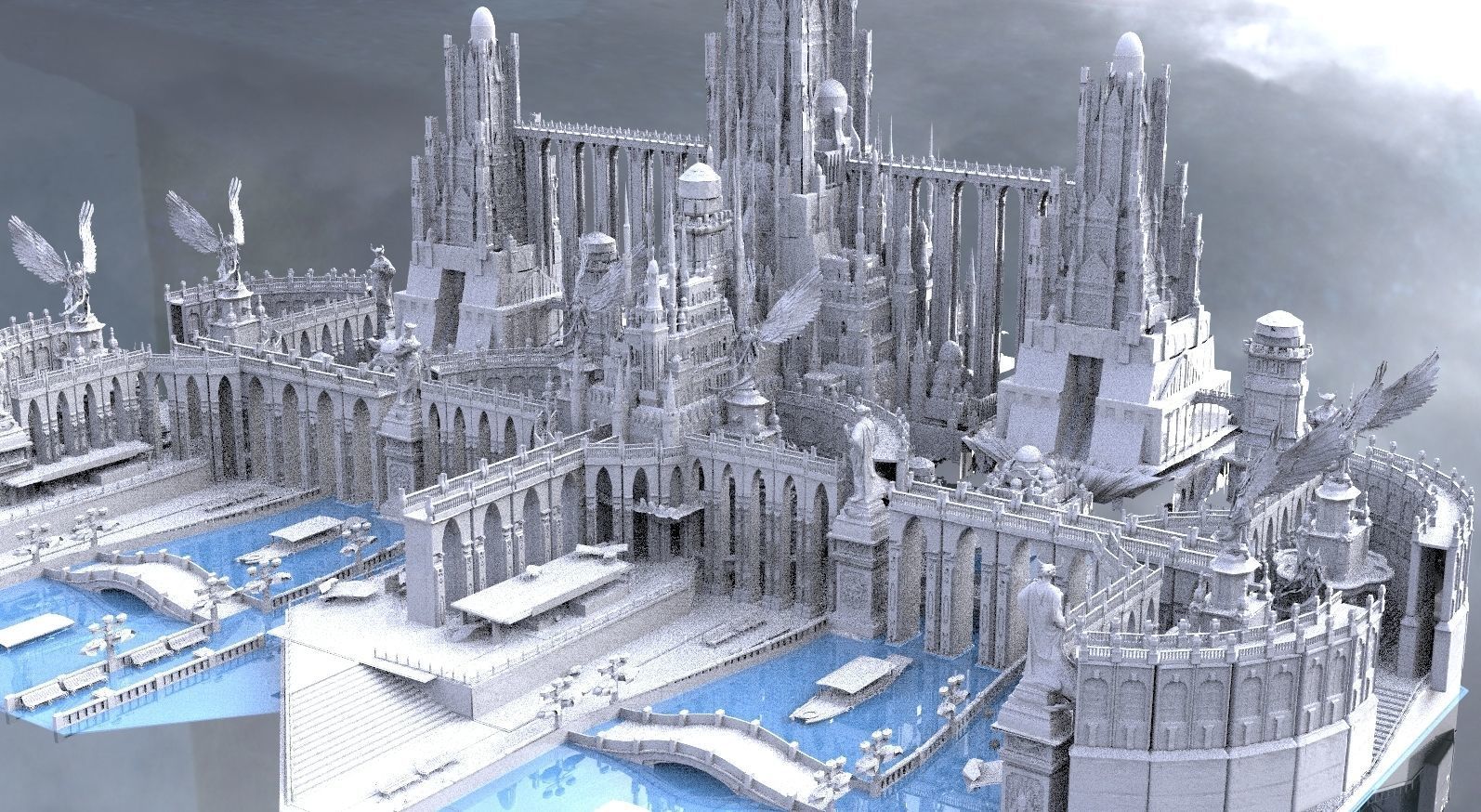 Final Fantasy High fantasy City ocean 3 3D model_8