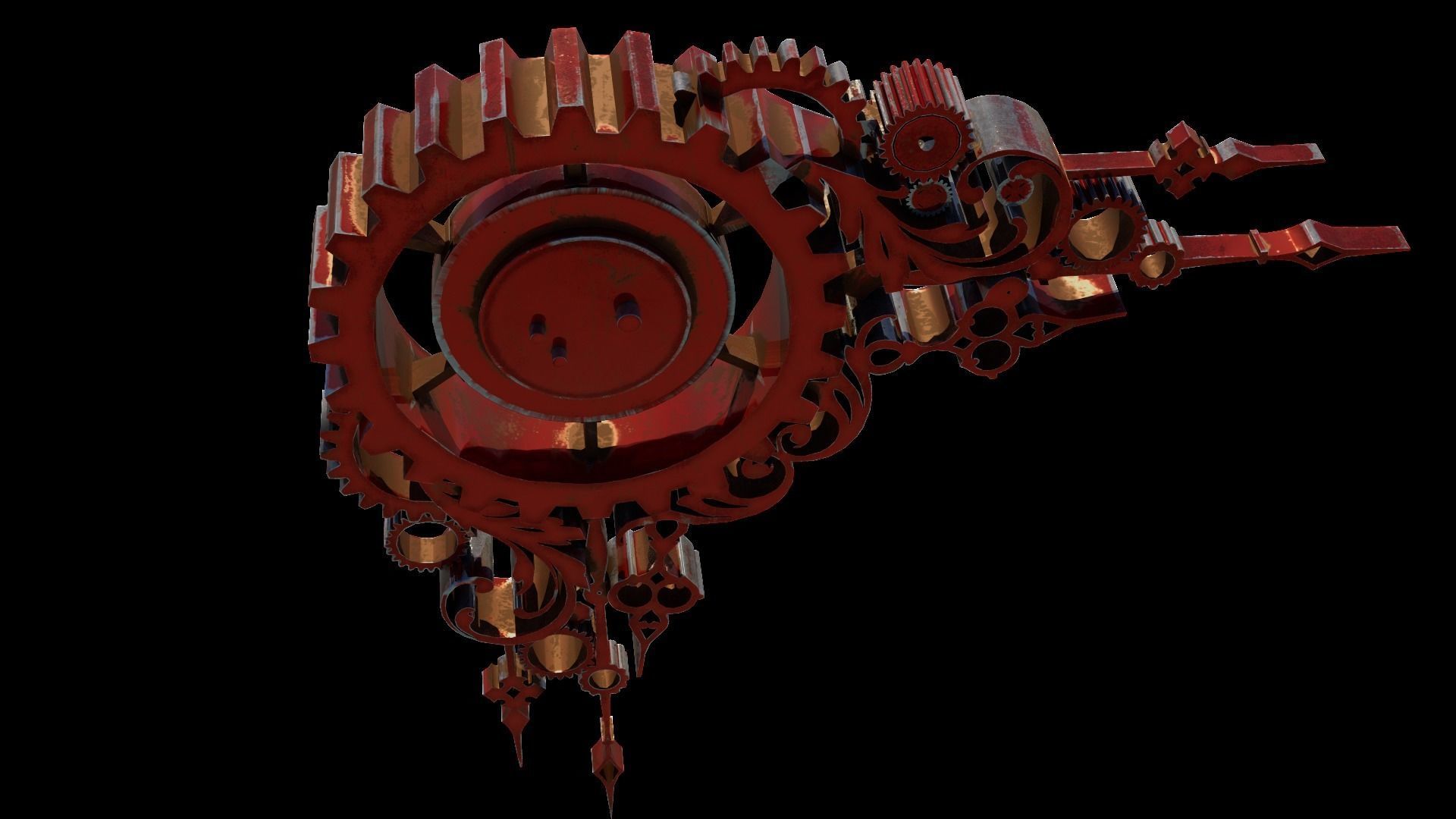 Steampunk Clock Low-poly 3D model_1