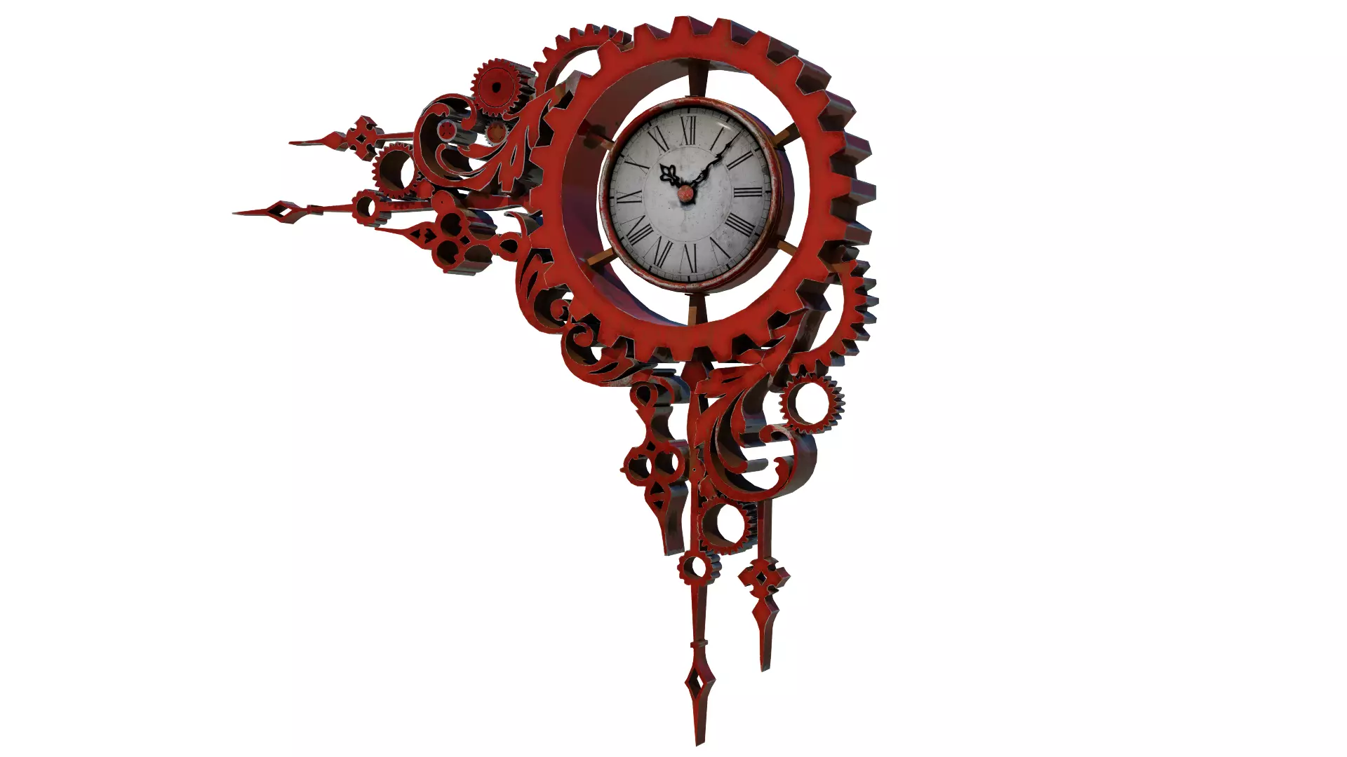 Steampunk Clock Low-poly 3D model_0