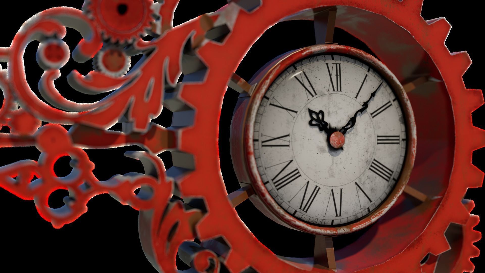 Steampunk Clock Low-poly 3D model_4