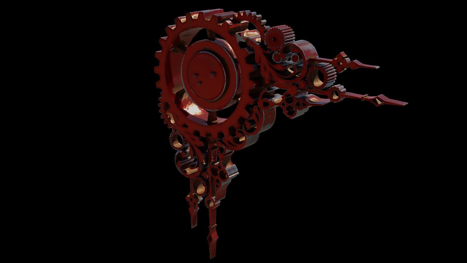 Steampunk Clock Low-poly 3D model_3