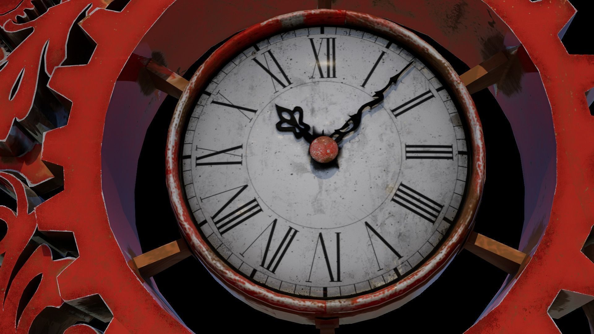 Steampunk Clock Low-poly 3D model_2