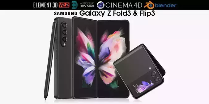 Samsung Galaxy Z Fold 3 and Flip 3 3D model