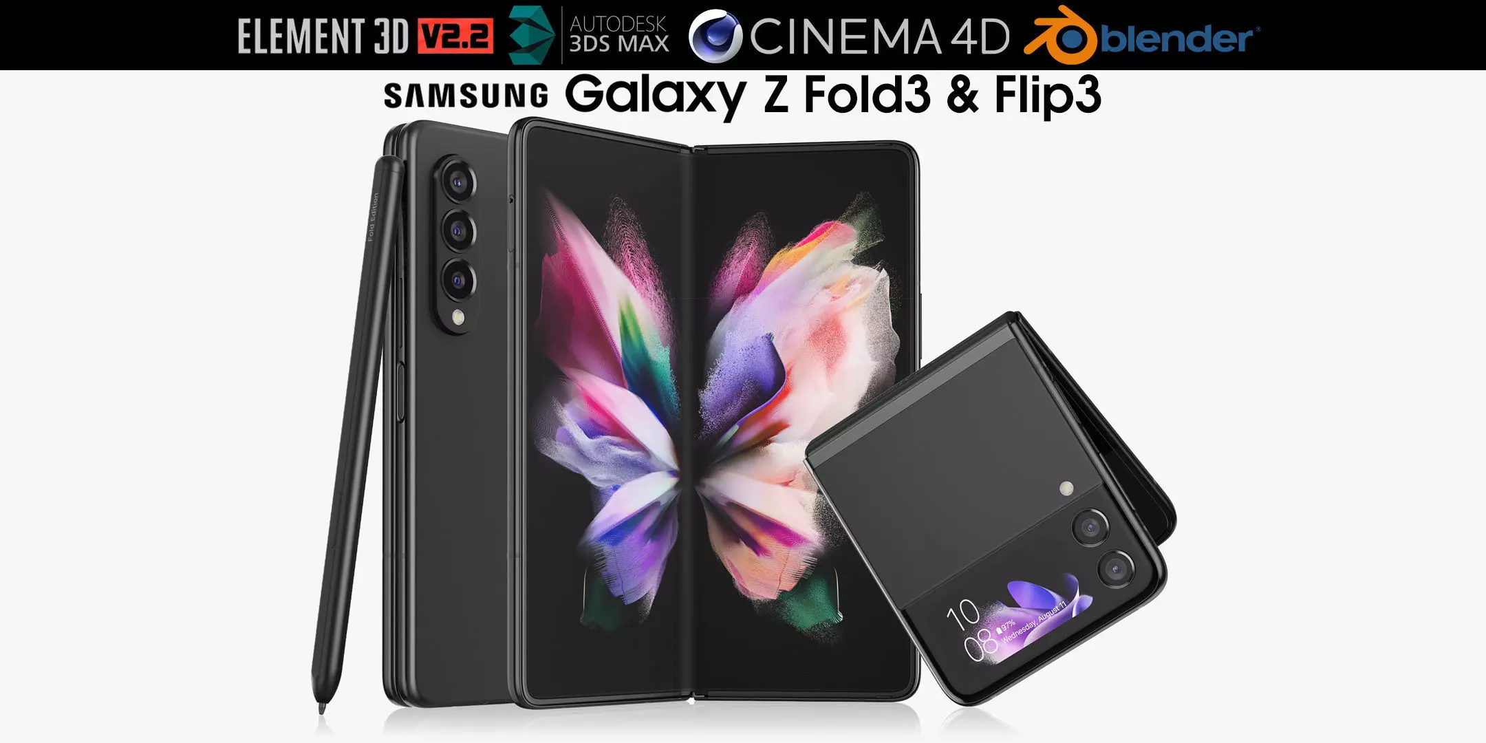 Samsung Galaxy Z Fold 3 and Flip 3 3D model