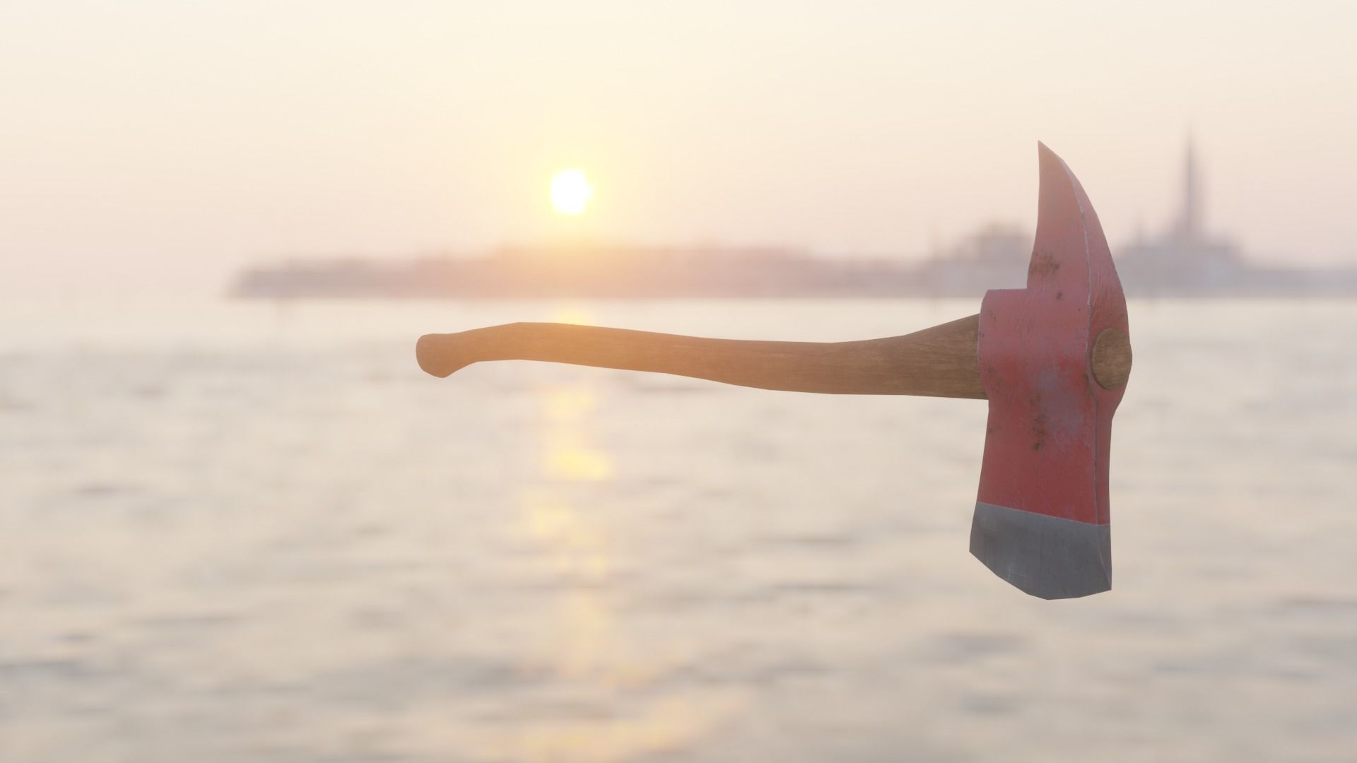 Fire Axe Low-poly 3D model_10