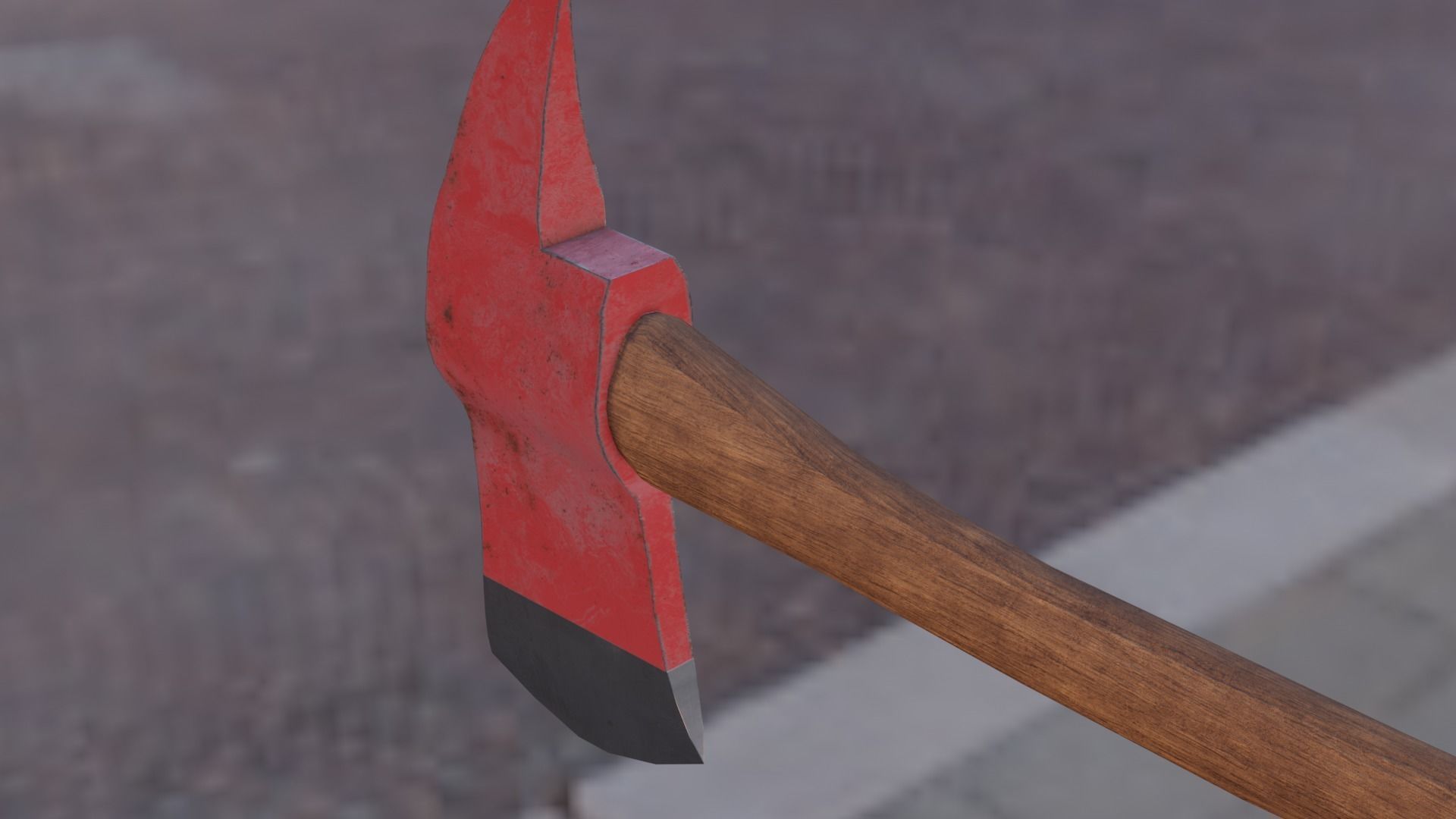 Fire Axe Low-poly 3D model_3