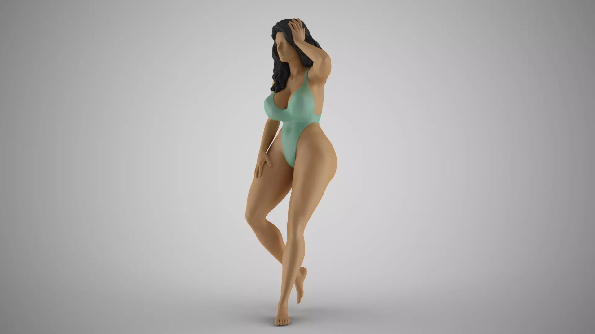 Woman Leaning on Tree 3D print model_0