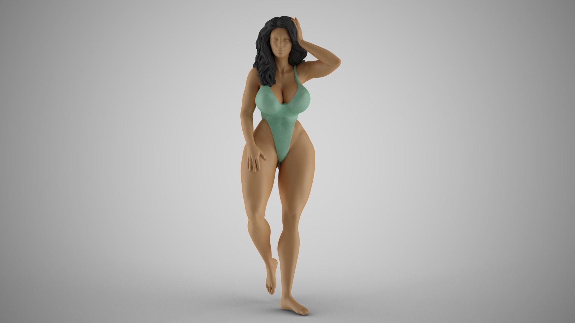 Woman Leaning on Tree 3D print model_4