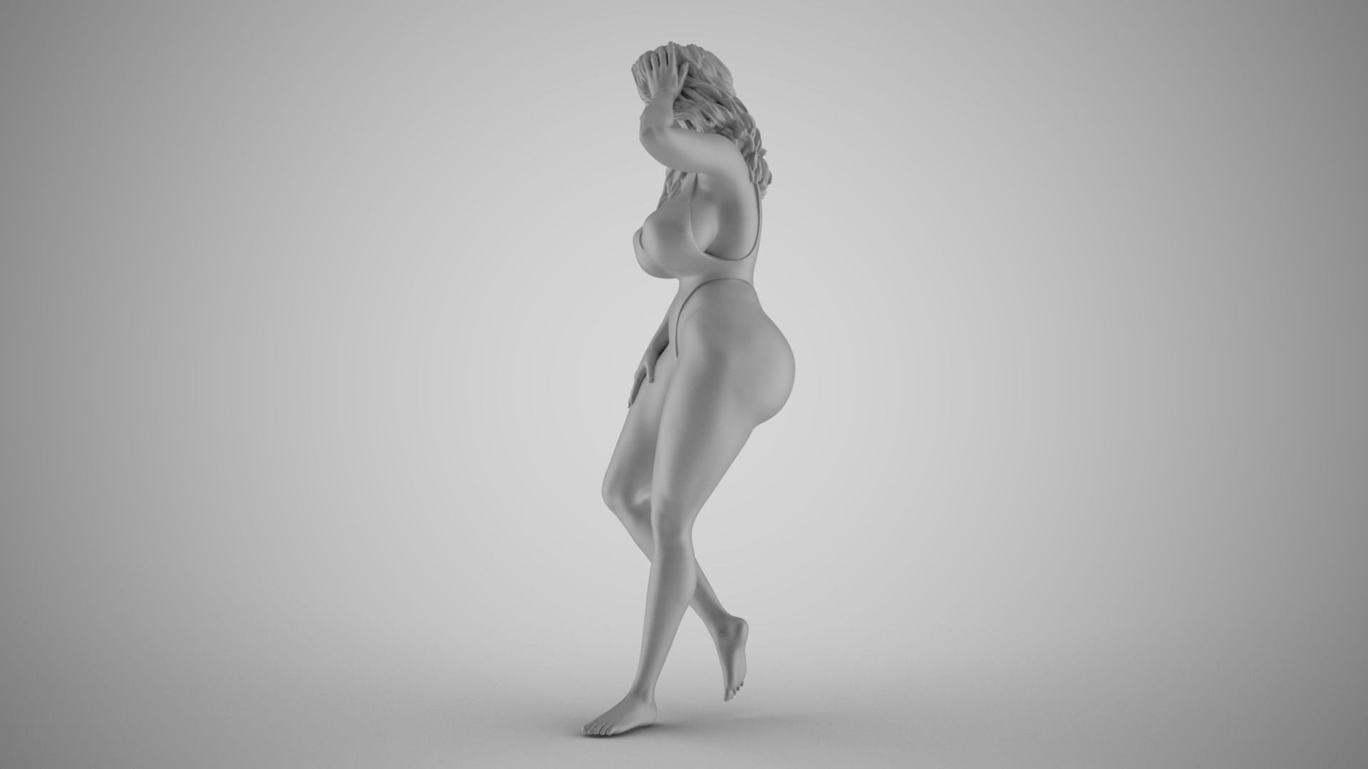 Woman Leaning on Tree 3D print model_1