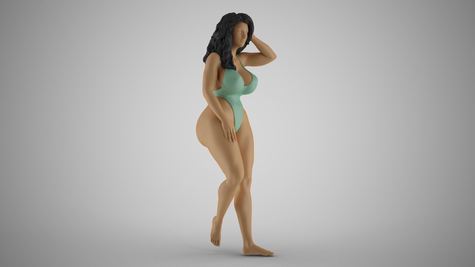 Woman Leaning on Tree 3D print model_5