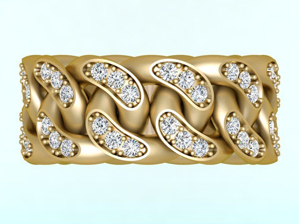 Chain ring - Miami Cuban ring - Link ring - Size 6 - 12 3D Model Collection_16