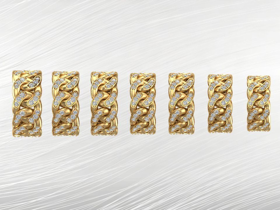 Chain ring - Miami Cuban ring - Link ring - Size 6 - 12 3D Model Collection_6