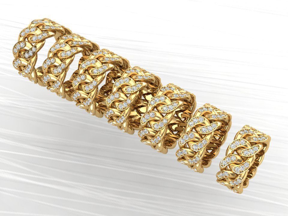 Chain ring - Miami Cuban ring - Link ring - Size 6 - 12 3D Model Collection_3