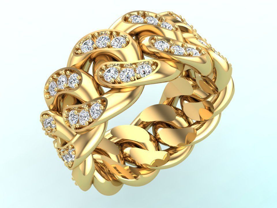 Chain ring - Miami Cuban ring - Link ring - Size 6 - 12 3D Model Collection_15