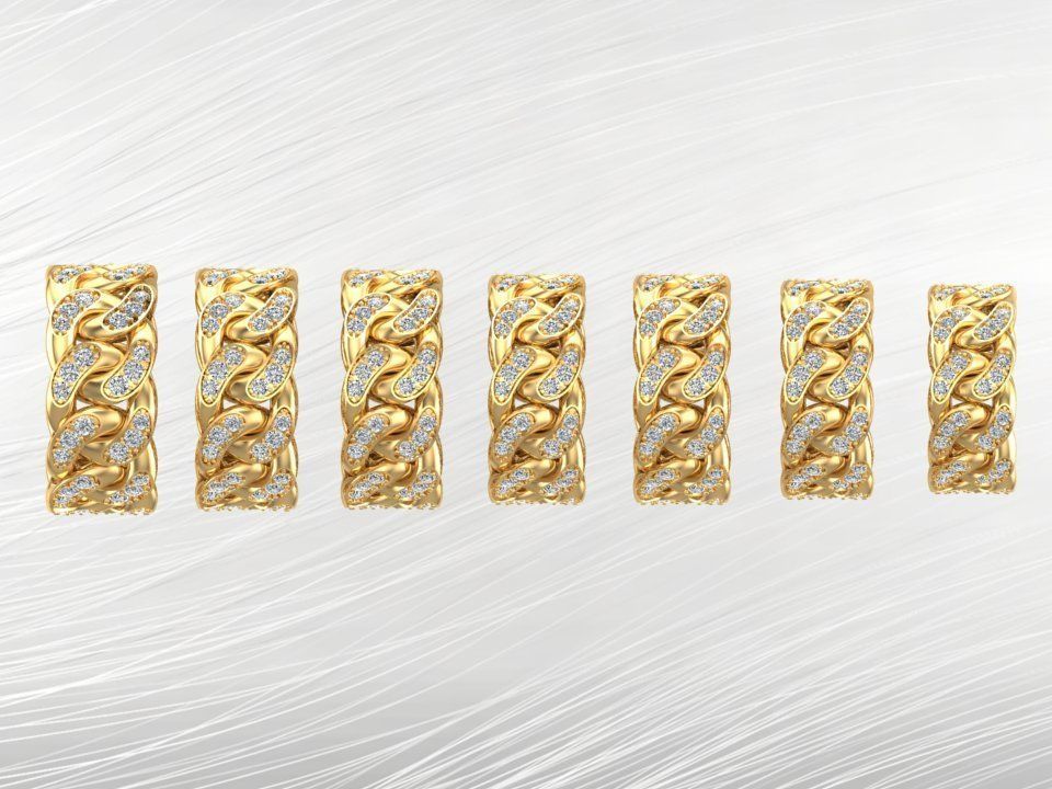 Chain ring - Miami Cuban ring - Link ring - Size 6 - 12 3D Model Collection_8